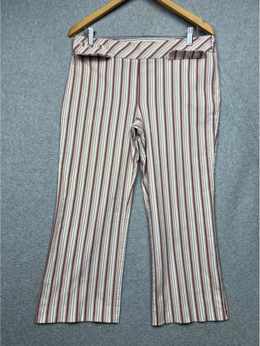 70s Ann Taylor Loft Striped Capri Cropped Pants Womens 12 Stretch Career Casual